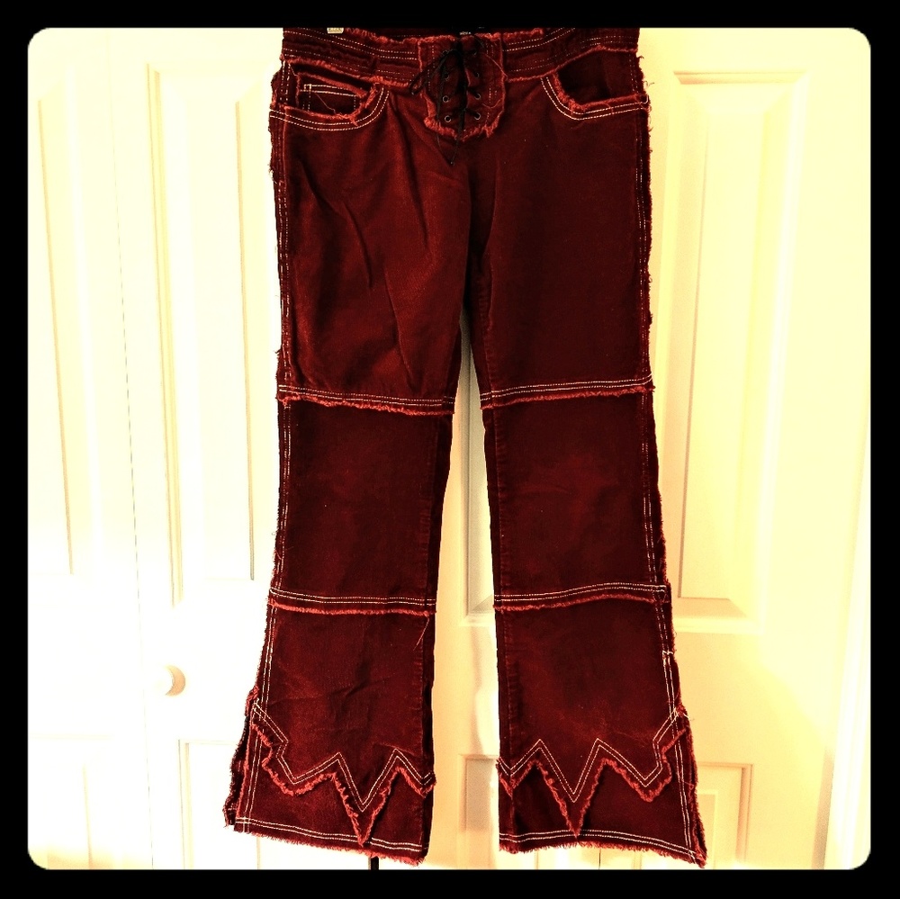 Last chance! Bebe burgundy corduroy flares